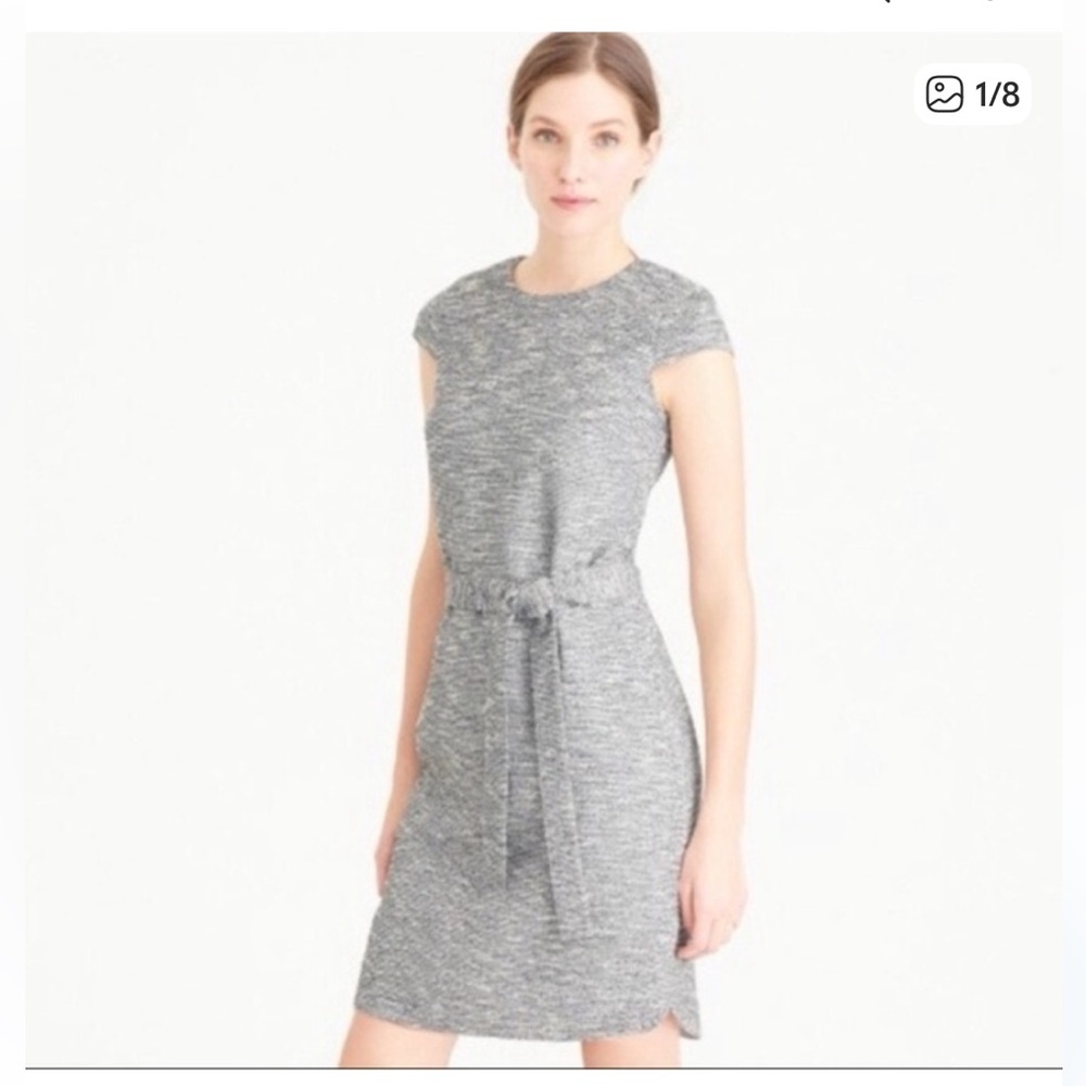 J. Crew Textured Cap Sleeve Belted Dress sz4